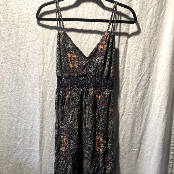 Papaya midi dress almost maxi spaghetti strap ruched empire waist pullon Dress M - Picture 1 of 8